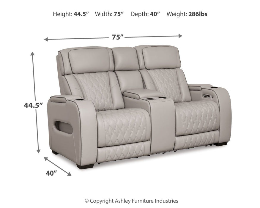 Boyington - Power Reclining Loveseat With Console/Adj Hdrst