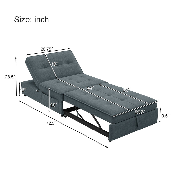 4 In 1 Sofa Bed, Chair Bed, Multi-Function Folding Ottoman Bed With Storage Pocket And USB Port For Small Room Apartment, Living Room, Bedroom, Hallway