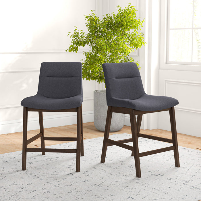 Jayden - 24" Mid-Century Modern Upholstered Stool (Set of 2) - Gray