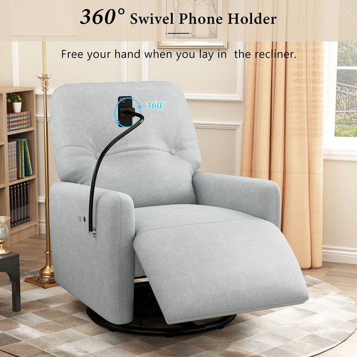 270° Swivel Electric Recliner Home Theater Seating Single Reclining Sofa Rocking Motion Recliner With A Phone Holder For Living Room