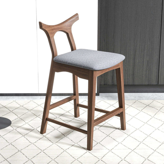 Hester - Solid Wood Upholstered Square Bar Chair (Set of 2) - Fabric - Gray