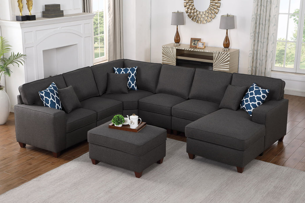 Aspen - Sectional Sofa With Chaise And Ottoman - Dark Gray