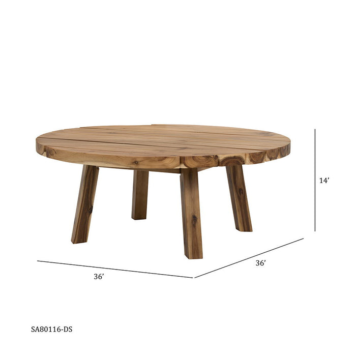 Coffee Table, Durable Solid Acacia Wood - Natural Brown