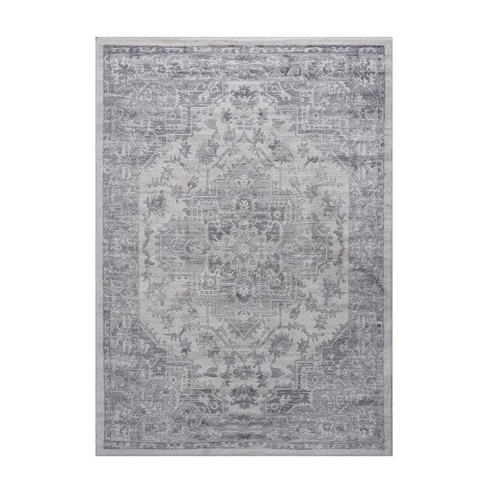 Marfi - 6' x 9' Oriental Non-Shedding Living Room Bedroom Dining Home Office Stylish And Stain Resistant Area Rug - Silver