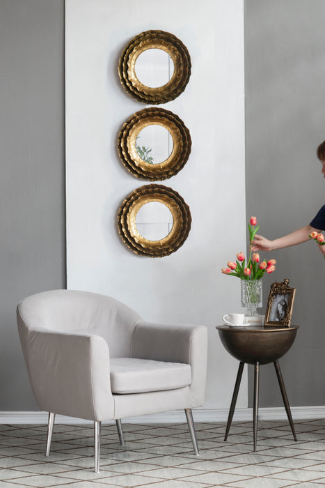 Round Wall Mirror With Metal Frame, Mid Century Modern Accent Mirror For Living Room - Gold