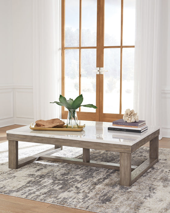 Loyaska - Brown/ivory - Rectangular Cocktail Table