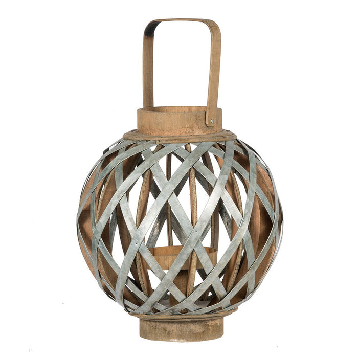 Decorative Lantern With Handle, Wooden Lantern For Indoor Outdoor, Home Garden Wedding - Silver