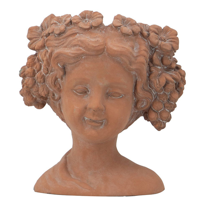 8X4X9" Visage Head Bust Planter, Home Wall Planter - Brown