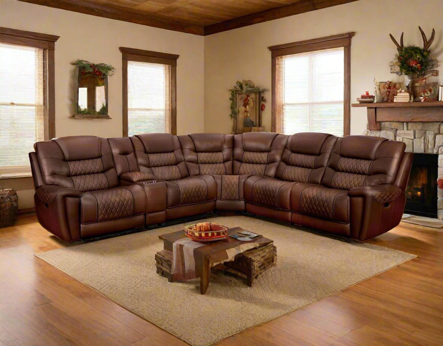 Brown & Tobacco 3 Piece Reclining Sectional