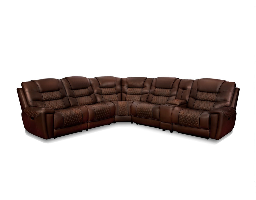 Brown & Tobacco 3 Piece Reclining Sectional