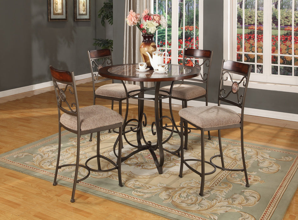 Bistro Marble Pub 5 Piece Counter Height Dining Set