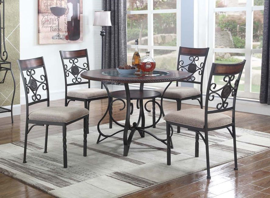 Bistro Glass and Wood 5 Piece Dining Set