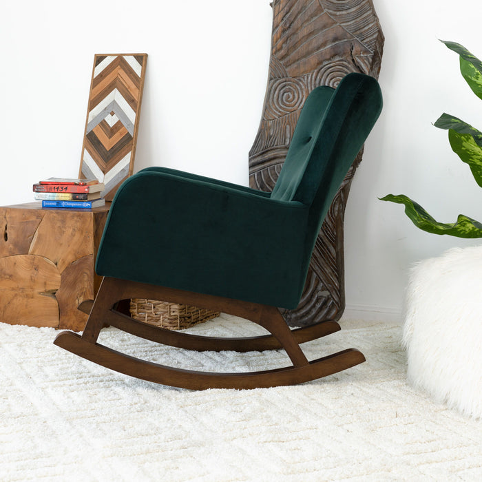 Alistair - Solid Wood Rocking Chair - Dark Green