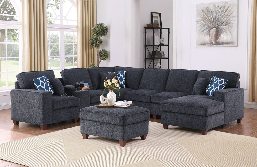 Sarah - Upholstered Sectional With Ottoman