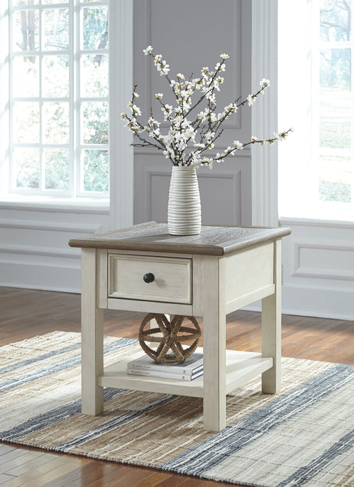 Bolanburg - White / Brown / Beige - Rectangular End Table