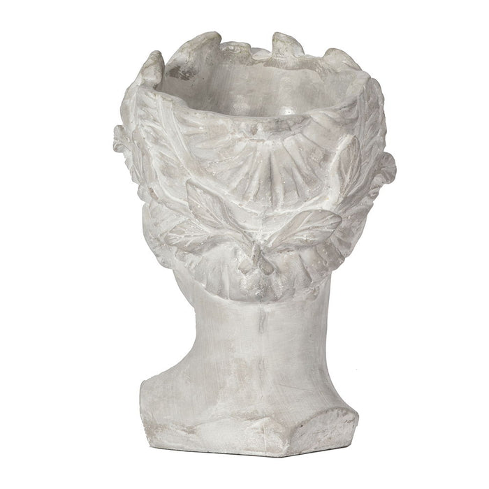 Greek Style Cement Head Planter Indoor / Outdoor Home Garden Decor - Gray