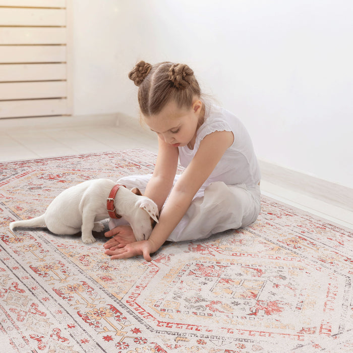 Area Rug, Washable Rug, Low-Pile, Non-Slip, Non-Shedding, Foldable, Kid & Pet Friendly Area Rugs For Living Room, Bedroom, Kitchen, Dining Room Rug, Perfect Gifts - Beige