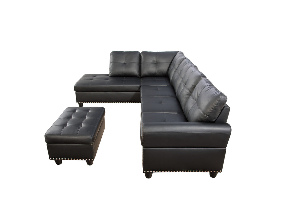 Irine - Faux Leather Sectional Sofa With Ottoman