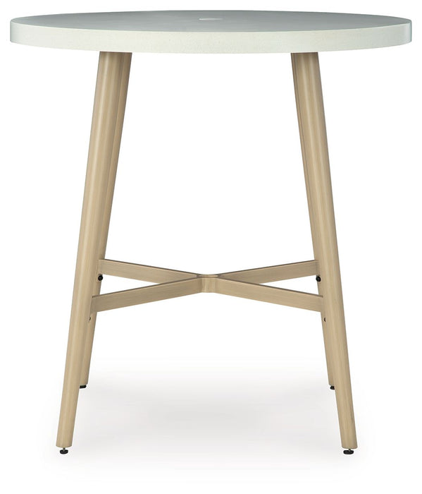 Seton Creek - Beige - Round Bar Table With Umbrella Option