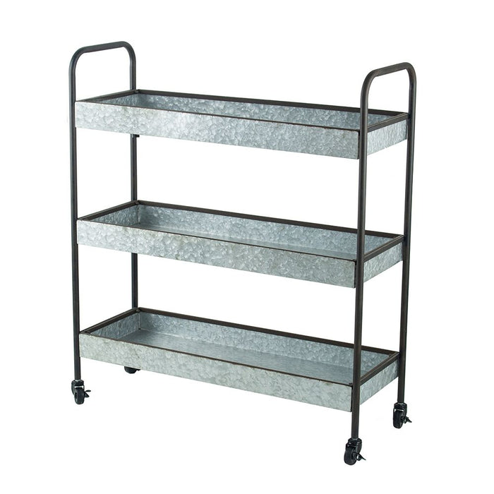 Homestead Galvanized Shelf Display 3 Tier - Metallic Gray