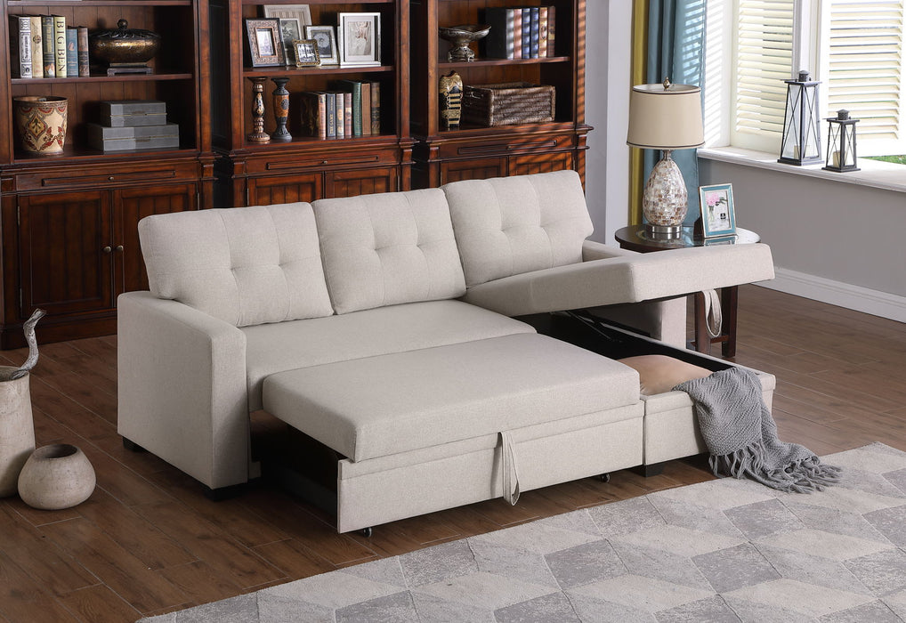 Upholstered Pull Out Sectional Sofa With Chaise