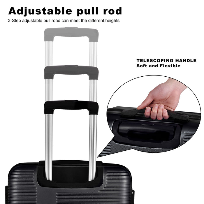 3 Piece Luggage With Tsa Lock Abs, Durable Luggage Set, Lightweight Suitcase With Hooks, Spinner Wheels Cross Stripe Luggage Sets