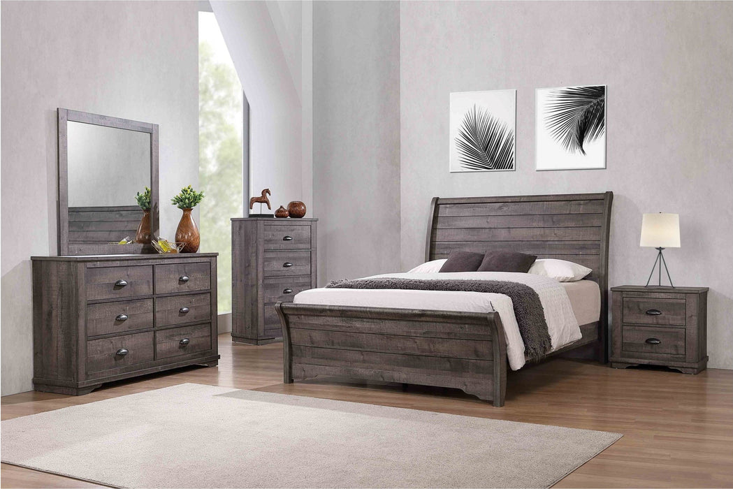 Coralee Dark Grey 5 Pc Sleigh Bedroom Suite