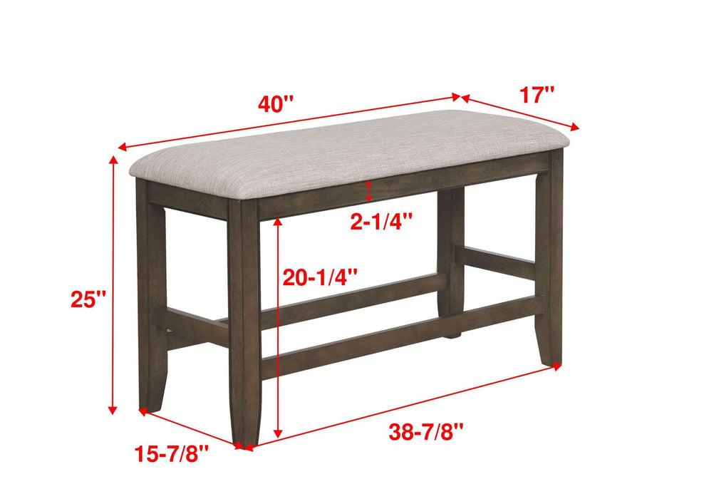 Fulton Grey Counter Height Bench by Crown Mark